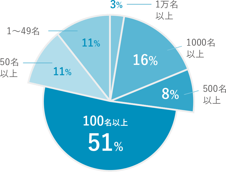 100名以上51%